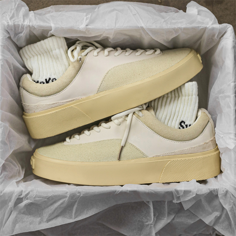 Pantofi sport pentru bărbați din pânză, low-top, stil skateboard, sneakers casual cu talpă groasă și căptușeală respirabilă