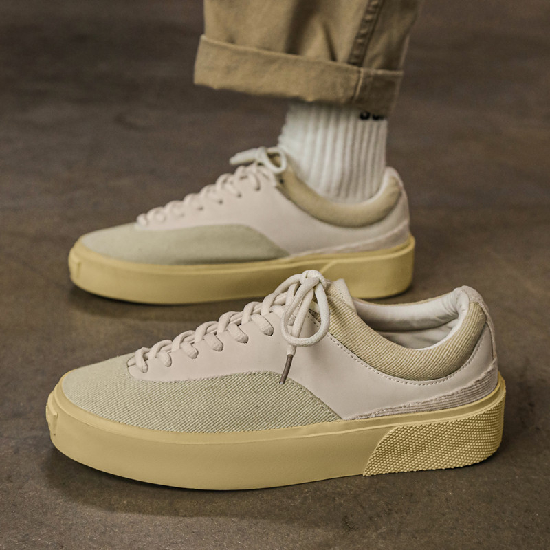 Pantofi sport pentru bărbați din pânză, low-top, stil skateboard, sneakers casual cu talpă groasă și căptușeală respirabilă