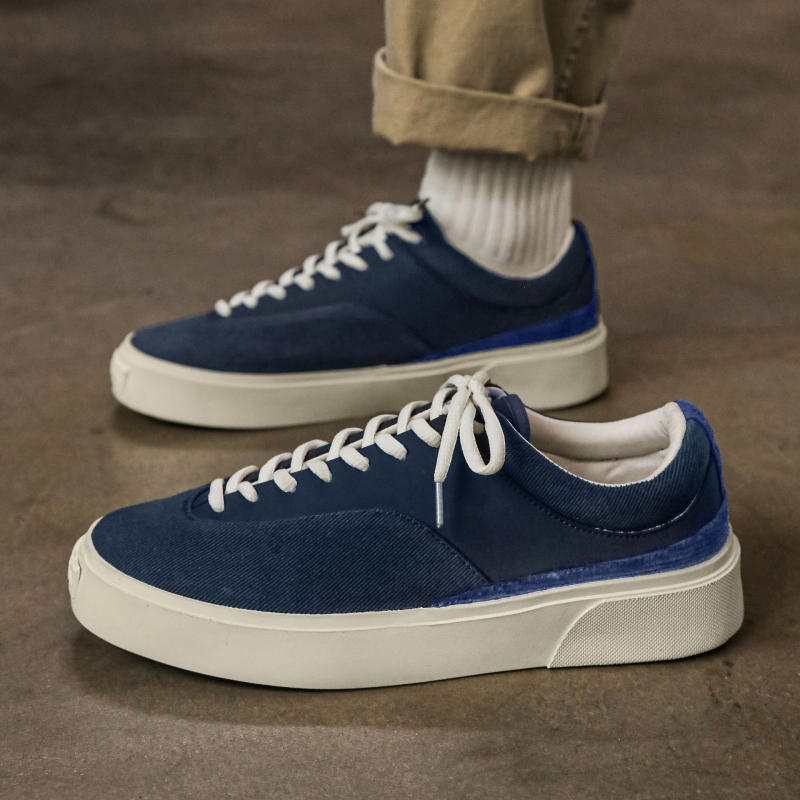 Pantofi sport pentru bărbați din pânză, low-top, stil skateboard, sneakers casual cu talpă groasă și căptușeală respirabilă