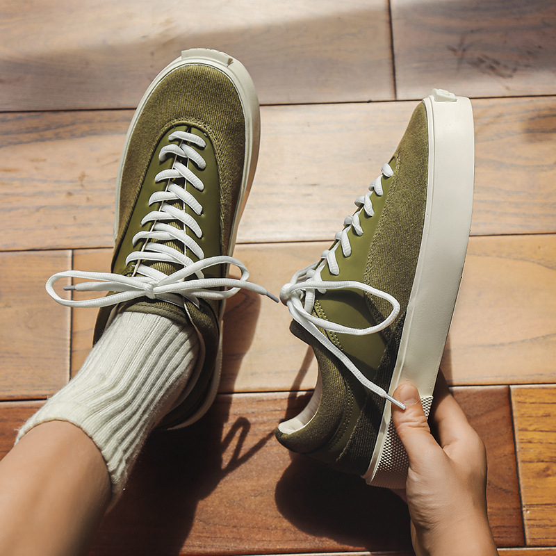 Pantofi sport pentru bărbați din pânză, low-top, stil skateboard, sneakers casual cu talpă groasă și căptușeală respirabilă