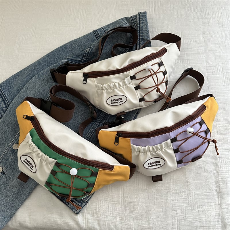 Torba za prsa u kontrastnim bojama, unisex, Harajuku nadahnuta retro crossbody dizajn