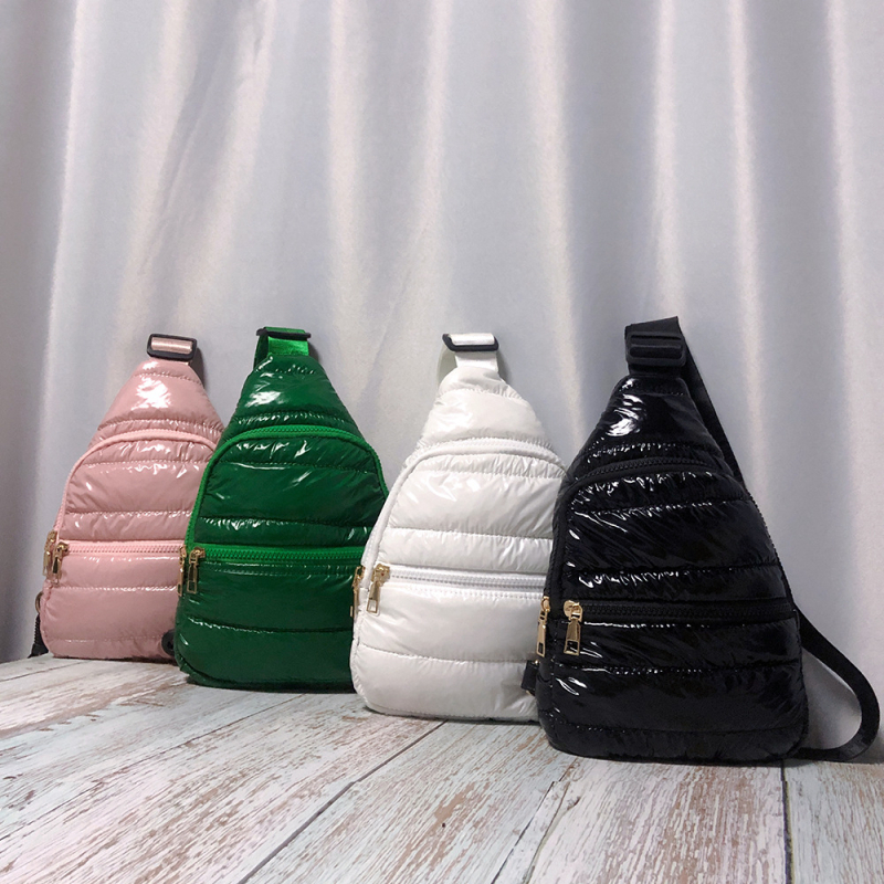 Nova ženska crossbody torba s down-cotton punjenjem, mekana za aktivnosti na otvorenom, mala torba sa zatvaračem