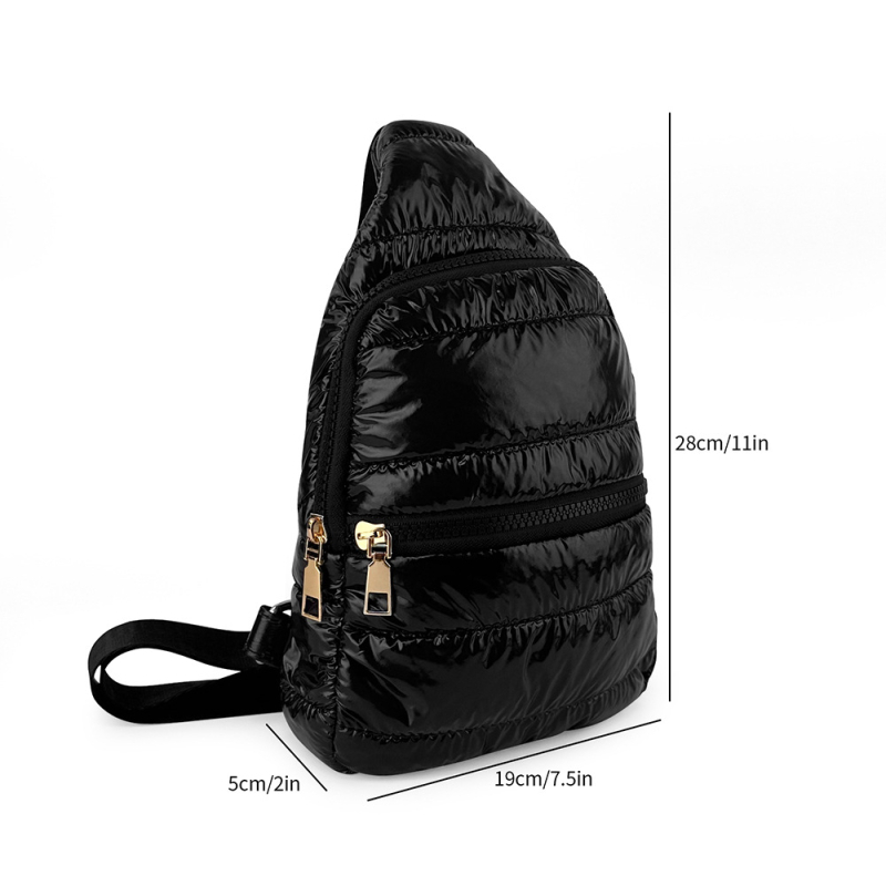 Nova ženska crossbody torba s down-cotton punjenjem, mekana za aktivnosti na otvorenom, mala torba sa zatvaračem