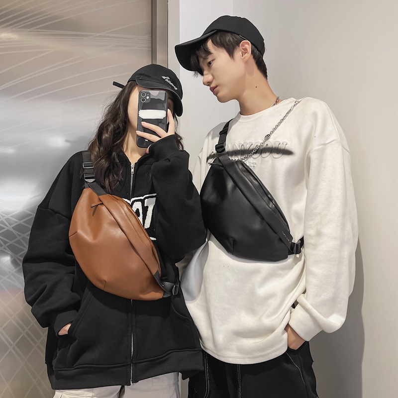 Torba u japanskom stilu za muškarce, novi model 2023, jednostavna crossbody torba preko ramena, torba za pojas i mali PU ruksak