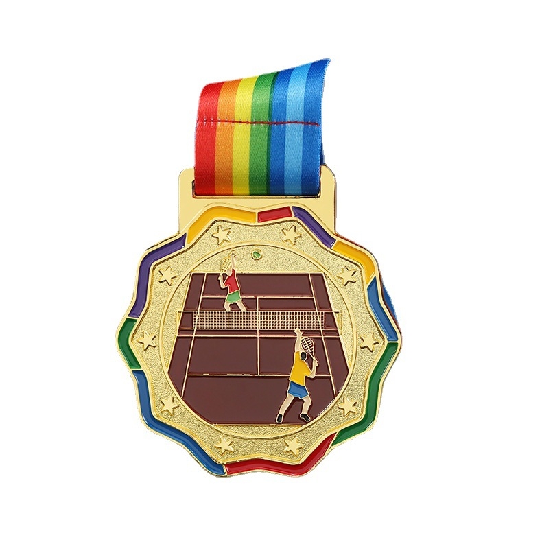 Medalja od cinkove legure, prilagođena badmintonu i tenisu – svečana nagrada za školski sportski susret, zlatna i srebrna