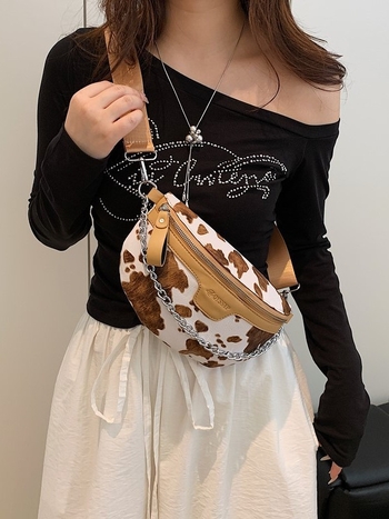 Ženska crossbody torbica s leopardim uzorkom, retro karirani dizajn, 2025