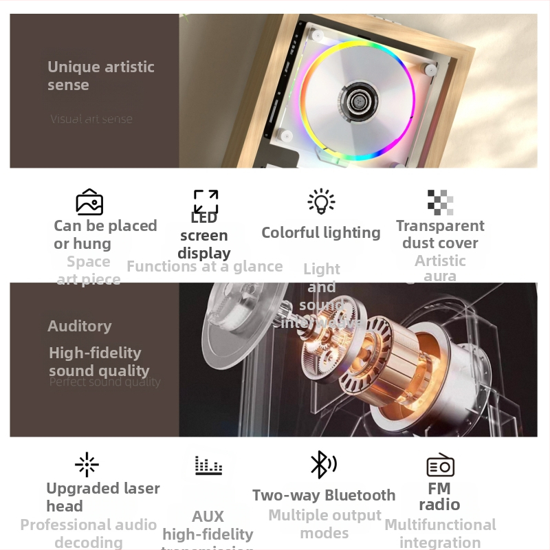 Bayin Box CD prehrávač, HiFi stereo, viacfunkčný, Bluetooth obojsmerný, prehrávanie z USB disku