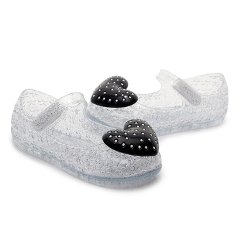 Lányoknak hercegnő szandál Velcro pánttal, puha PVC talppal, szív alakú mintával