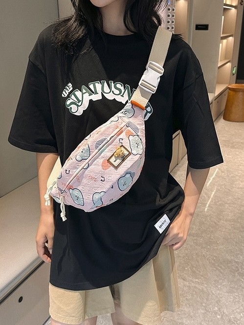 Opuštena crossbody torba s motivom crtanog lika, lagana, od Oxford materijala, japanski Mori stil, za žene