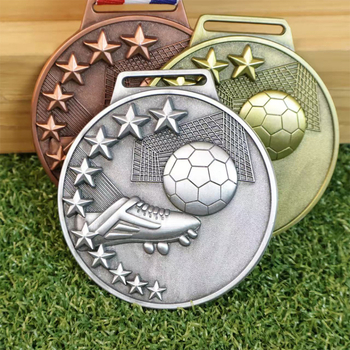 Fudbalske medalje za događaje, komplet zlatnih, srebrnih i brončanih medalja, s graviranim logom, retro stil, teksturirani trodijelni set