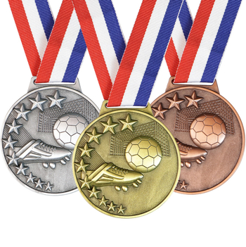 Fudbalske medalje za događaje, komplet zlatnih, srebrnih i brončanih medalja, s graviranim logom, retro stil, teksturirani trodijelni set