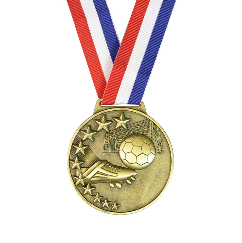 Fudbalske medalje za događaje, komplet zlatnih, srebrnih i brončanih medalja, s graviranim logom, retro stil, teksturirani trodijelni set