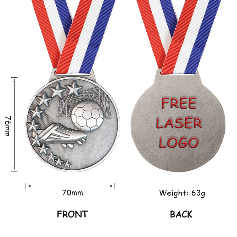 Fudbalske medalje za događaje, komplet zlatnih, srebrnih i brončanih medalja, s graviranim logom, retro stil, teksturirani trodijelni set