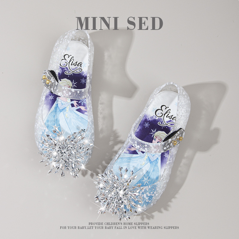 Meili Jelly gyerek szandálok lányoknak – nyár, csillogó virágmintás, puha talpú, hercegnő-stílusú cipők