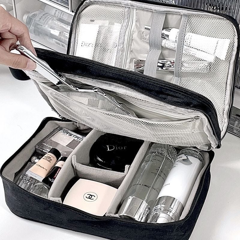 Torbica za pohranu kablova za podatke, slušalica i punjača, s organizatorom za makeup i zaštitom od prašine