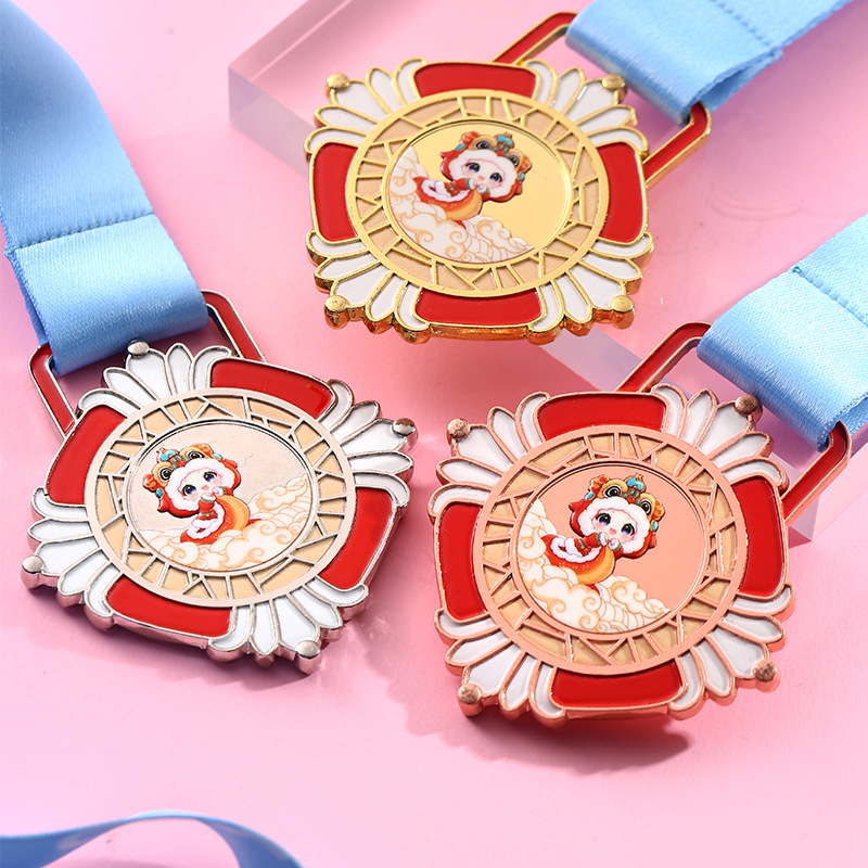 Prilagodljiva metalna medalja za djecu, zlato obložena, 52×3 mm, 40 g, za sportska natjecanja, vrtićke natjecanja i plesne nagrade