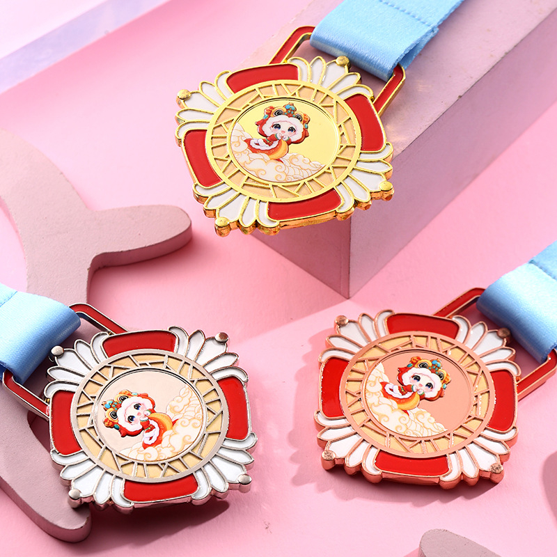 Prilagodljiva metalna medalja za djecu, zlato obložena, 52×3 mm, 40 g, za sportska natjecanja, vrtićke natjecanja i plesne nagrade