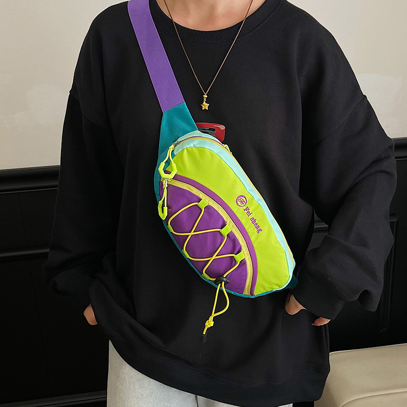 Dopamine torbica za prsa s kontrastnim dizajnom, vodootporna, za outdoor, velik kapacitet, crossbody