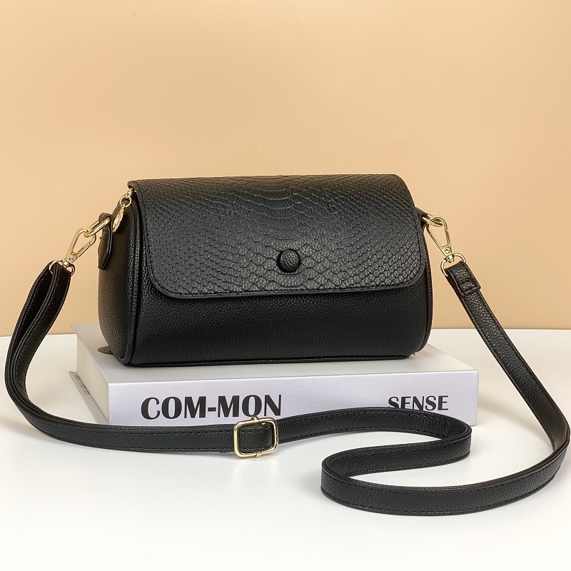 Mala cilindrična Boston torba s remenom, crossbody, PU koža, oblik jastuka, ulični stil