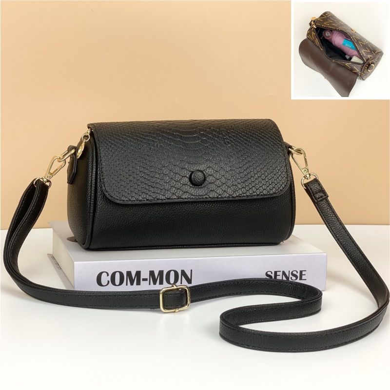 Mala cilindrična Boston torba s remenom, crossbody, PU koža, oblik jastuka, ulični stil