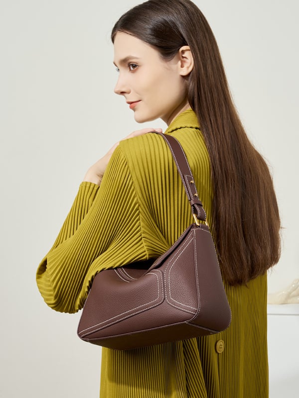 Ženska torba od prave kože, geometrijski oblik, 2025 novi model, crossbody torba s naramenicom