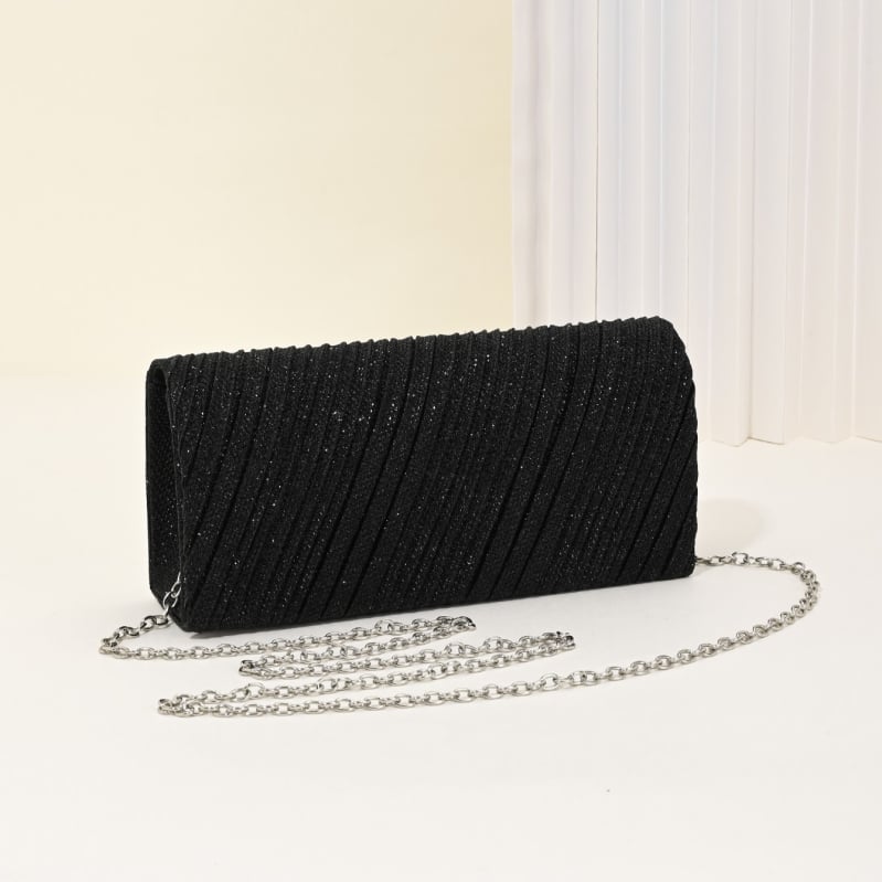 Plisirana večernja torbica, mini clutch za žene, sjajna torbica s glitterom