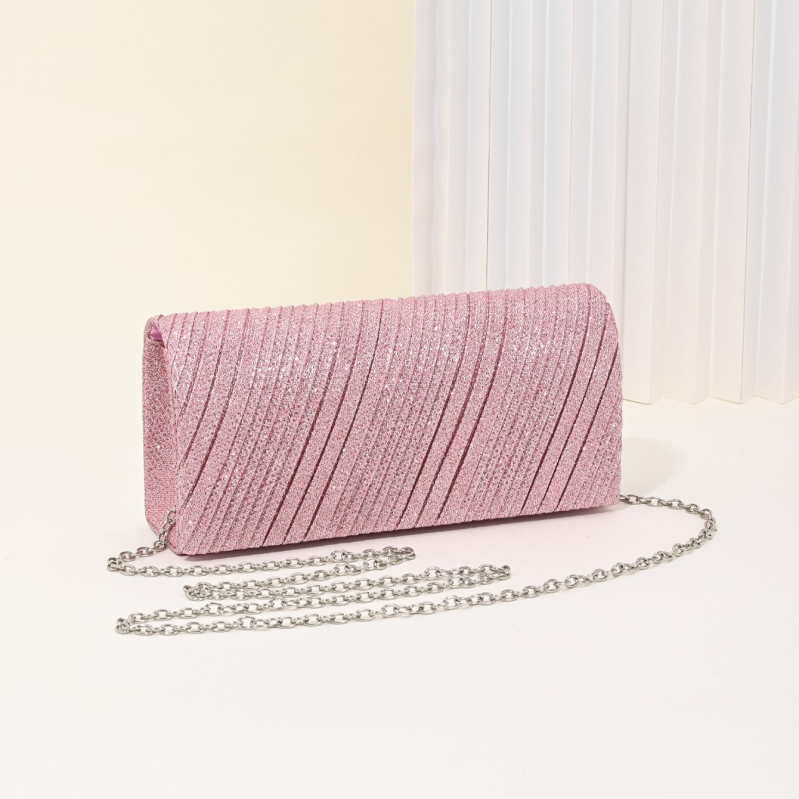 Plisirana večernja torbica, mini clutch za žene, sjajna torbica s glitterom