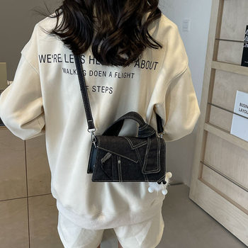 Ženska PU torbica u denimu stilu, crossbody torba, mala kvadratna torba za svakodnevnu upotrebu