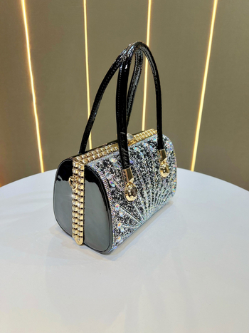 Ženska večernja torbica s dijamantima, velika kapaciteta, PU koža, elegantna torba preko ramena