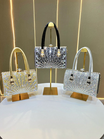 Ženska večernja torbica s dijamantima, velika kapaciteta, PU koža, elegantna torba preko ramena