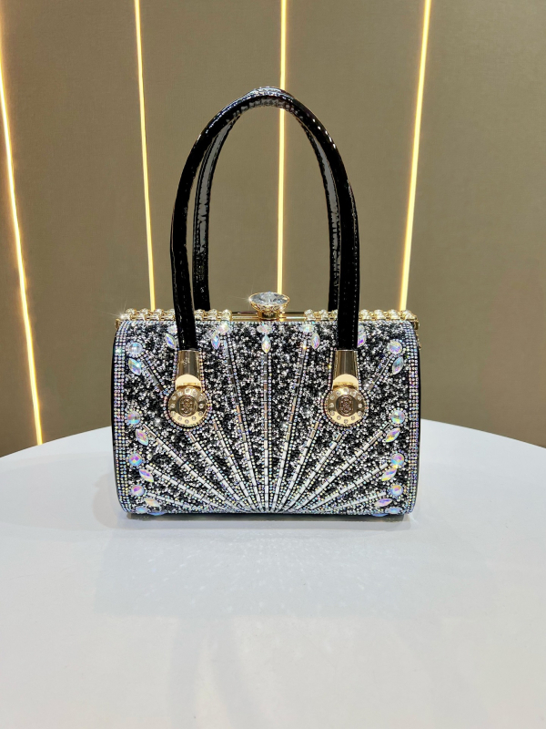 Ženska večernja torbica s dijamantima, velika kapaciteta, PU koža, elegantna torba preko ramena