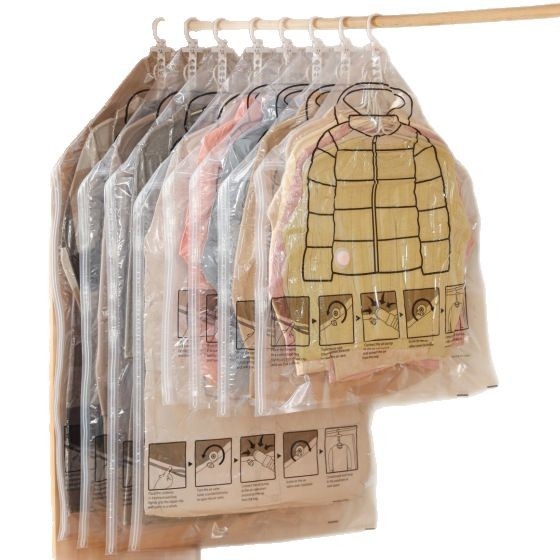 Velika kućna vakuumska kompresijska vreća za odjeću i pokrivače, s mogućnošću kačenja za pohranu jakni s perjem