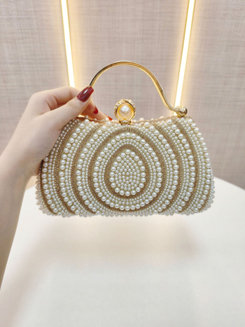 Večernja torbica s perlama i dijamantnom ukrasom, klutch torba, novčanik, uz rame ili crossbody remen