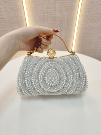 Večernja torbica s perlama i dijamantnom ukrasom, klutch torba, novčanik, uz rame ili crossbody remen