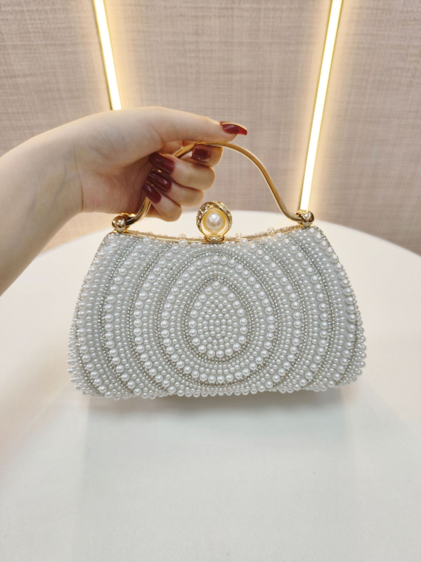 Večernja torbica s perlama i dijamantnom ukrasom, klutch torba, novčanik, uz rame ili crossbody remen