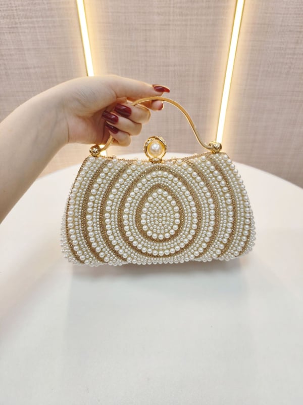 Večernja torbica s perlama i dijamantnom ukrasom, klutch torba, novčanik, uz rame ili crossbody remen