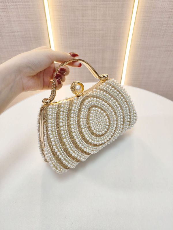 Večernja torbica s perlama i dijamantnom ukrasom, klutch torba, novčanik, uz rame ili crossbody remen
