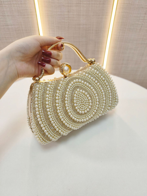 Večernja torbica s perlama i dijamantnom ukrasom, klutch torba, novčanik, uz rame ili crossbody remen