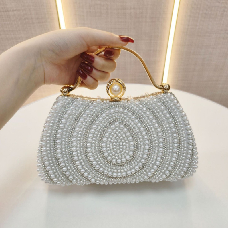 Večernja torbica s perlama i dijamantnom ukrasom, klutch torba, novčanik, uz rame ili crossbody remen