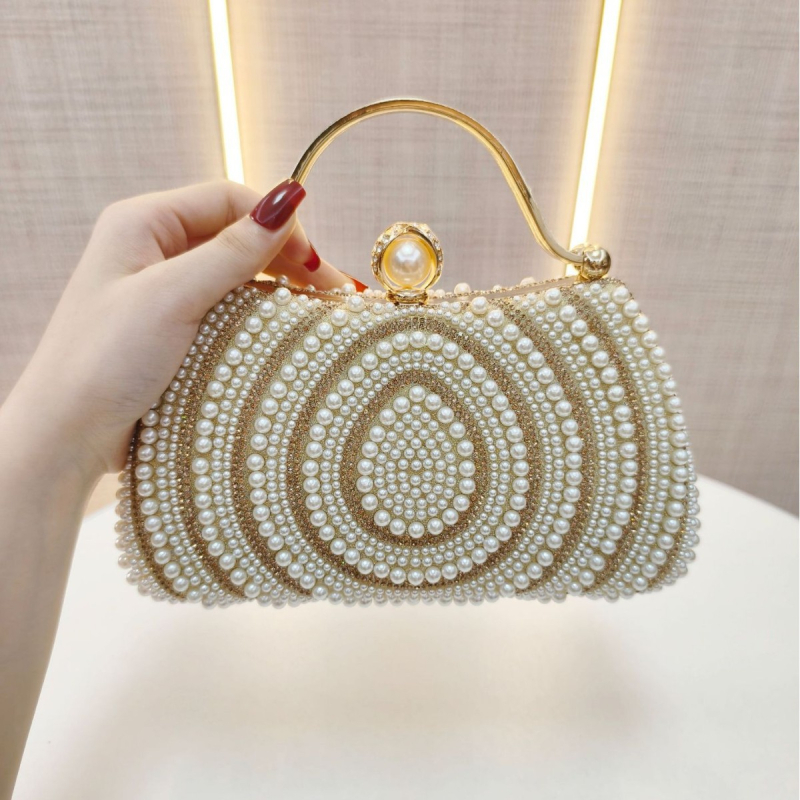 Večernja torbica s perlama i dijamantnom ukrasom, klutch torba, novčanik, uz rame ili crossbody remen