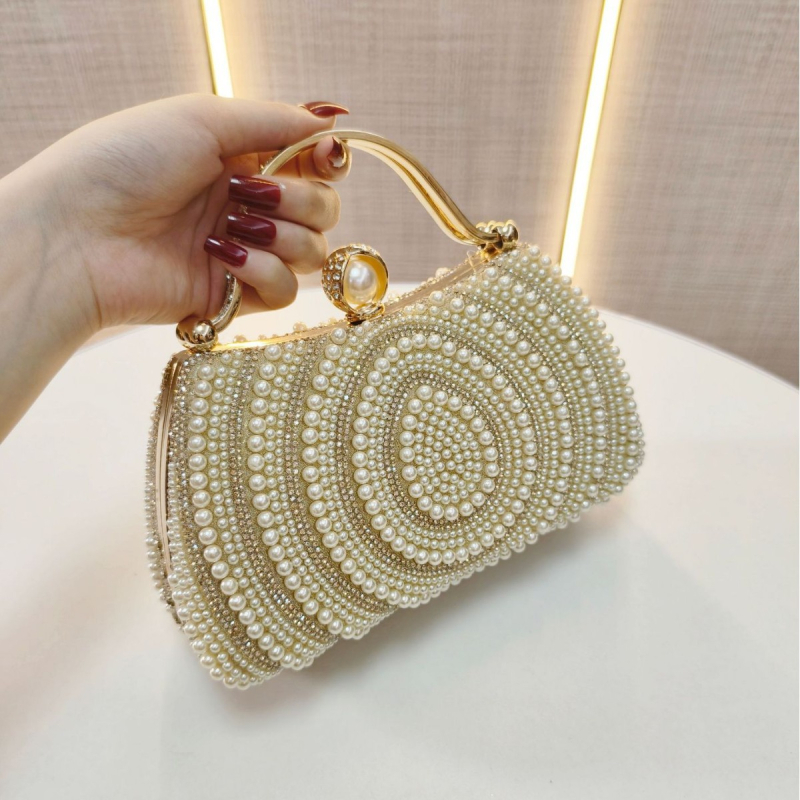 Večernja torbica s perlama i dijamantnom ukrasom, klutch torba, novčanik, uz rame ili crossbody remen