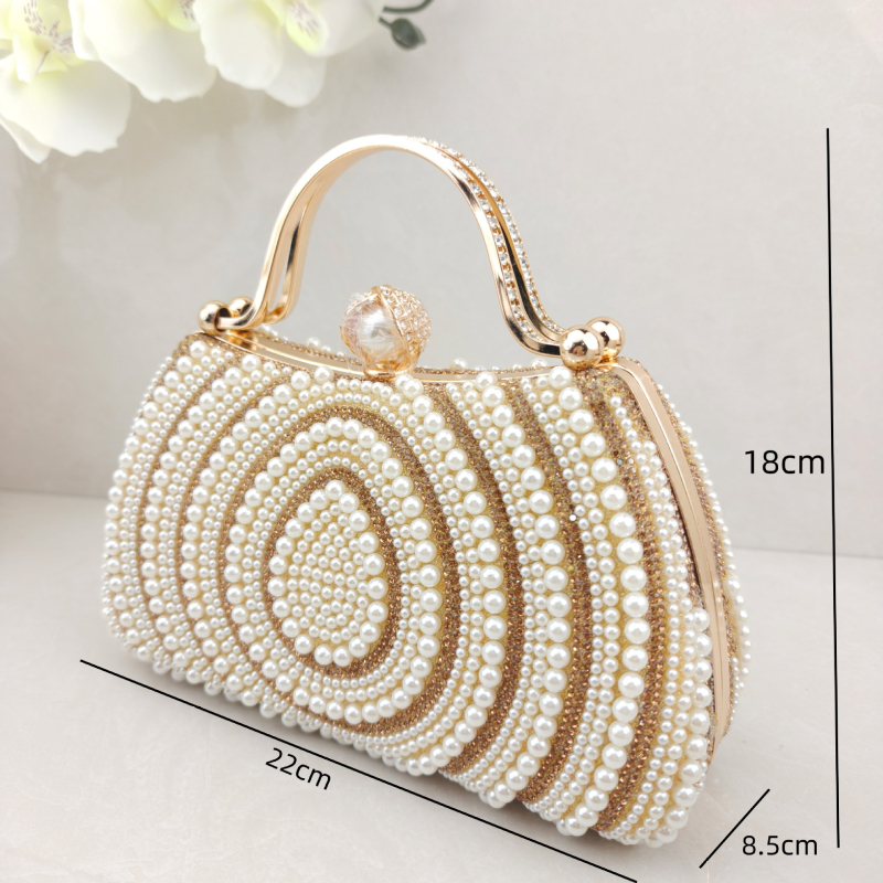 Međunarodna večernja torbica s dijamantima i perlama, elegantna clutch torbica za haljine, svestrana torba s lancem za bankete