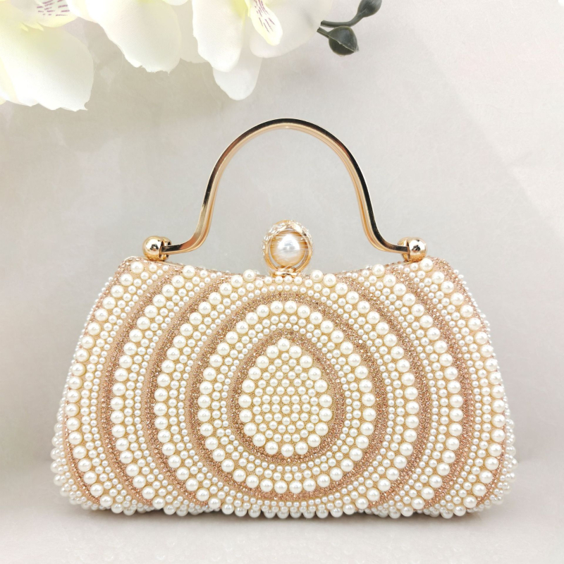 Međunarodna večernja torbica s dijamantima i perlama, elegantna clutch torbica za haljine, svestrana torba s lancem za bankete