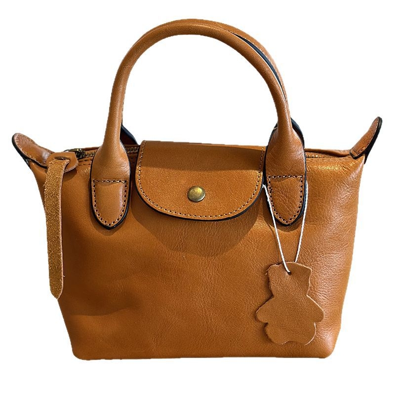 Ženska torbica od kože s rastlinskim premazom, prava koža, mini crossbody torba u obliku dumpling