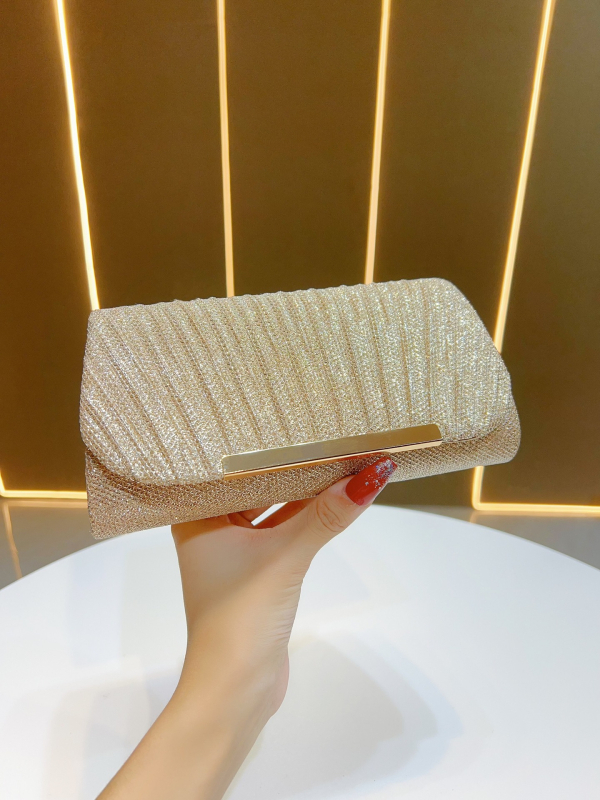Novi stil – lagana luksuzna plisirana clutch torbica za žene, mala večernja torbica za rame ili crossbody