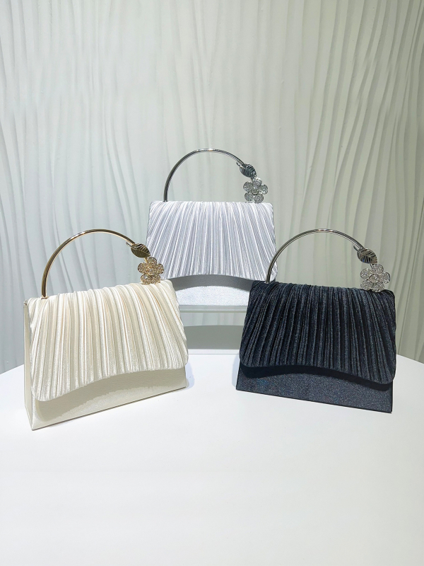 Crna clutch torbica s lancem, svestrana za večernje haljine i bankete, elegantna i jednostavna, inspirirana cheongsam