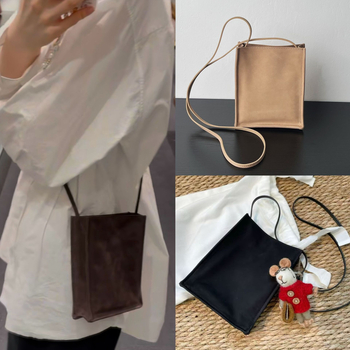 Row crossbody torba od nubuk kože, džep za telefon, kompaktna kvadratna torba od prave kože za svakodnevno nošenje