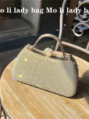 Dijamantima ukrašena večernja clutch torbica za žene, lagani luksuz, box-stil