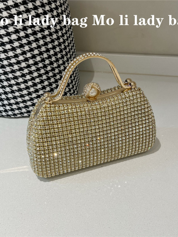 Dijamantima ukrašena večernja clutch torbica za žene, lagani luksuz, box-stil