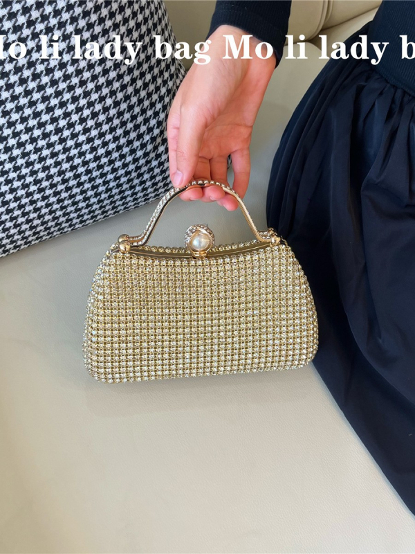 Dijamantima ukrašena večernja clutch torbica za žene, lagani luksuz, box-stil
